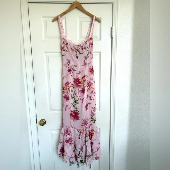 Reformation Irisa Maxi Dress Floral Pink Enchanting Chrysanthemum Floral Pink 6 - Picture 6 of 12